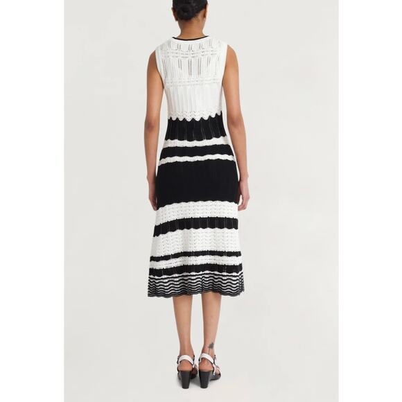 Luxely Mesa Sweater Dress Ivory Black Sz Medium NWT Contemporary Crochet Pattern - Picture 7 of 12